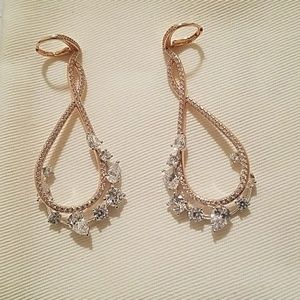 Nadri Rose Gold and Silver Teardrop Earrings